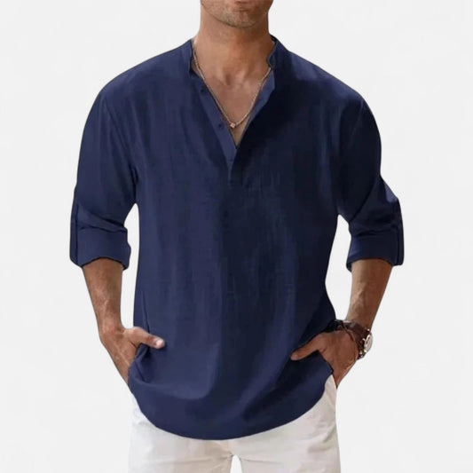 Maison Aurelle  Men's Linen Shirt | Cotton-Linen Blend, Lightweight Comfort