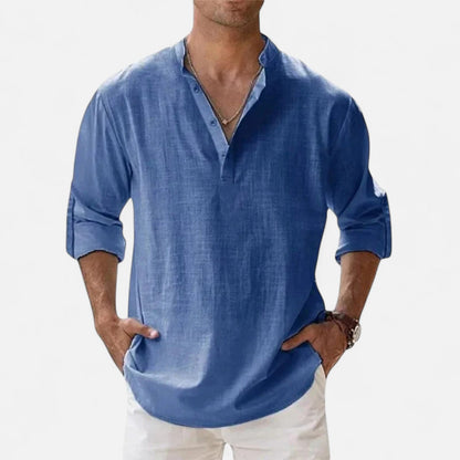 Maison Aurelle  Men's Linen Shirt | Cotton-Linen Blend, Lightweight Comfort