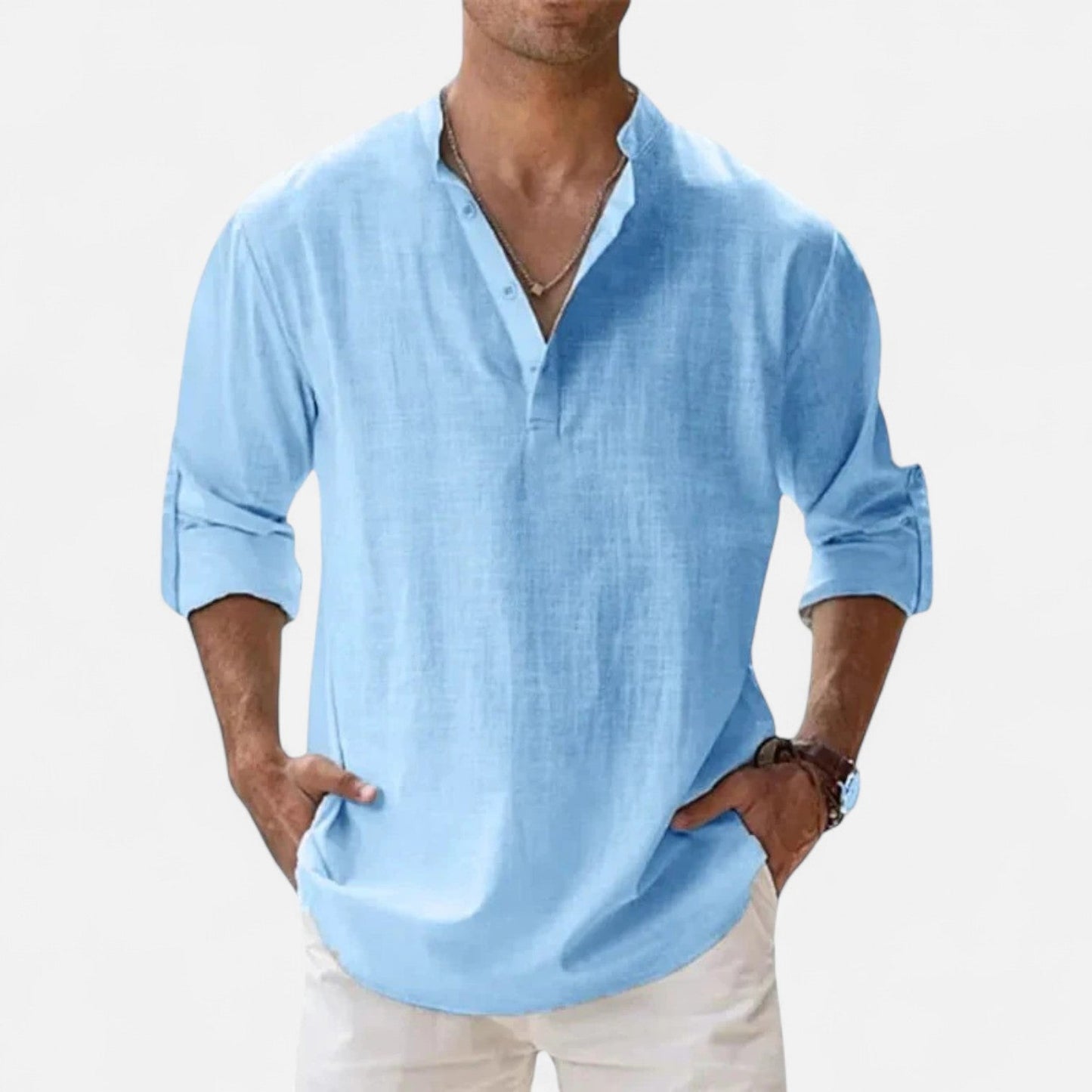 Maison Aurelle  Men's Linen Shirt | Cotton-Linen Blend, Lightweight Comfort