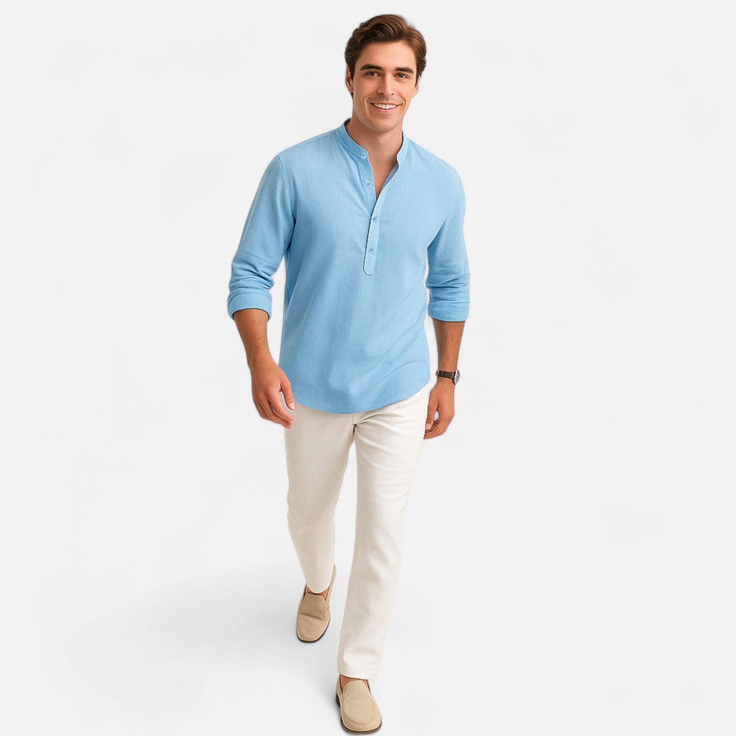 Maison Aurelle  Men's Linen Shirt | Cotton-Linen Blend, Lightweight Comfort
