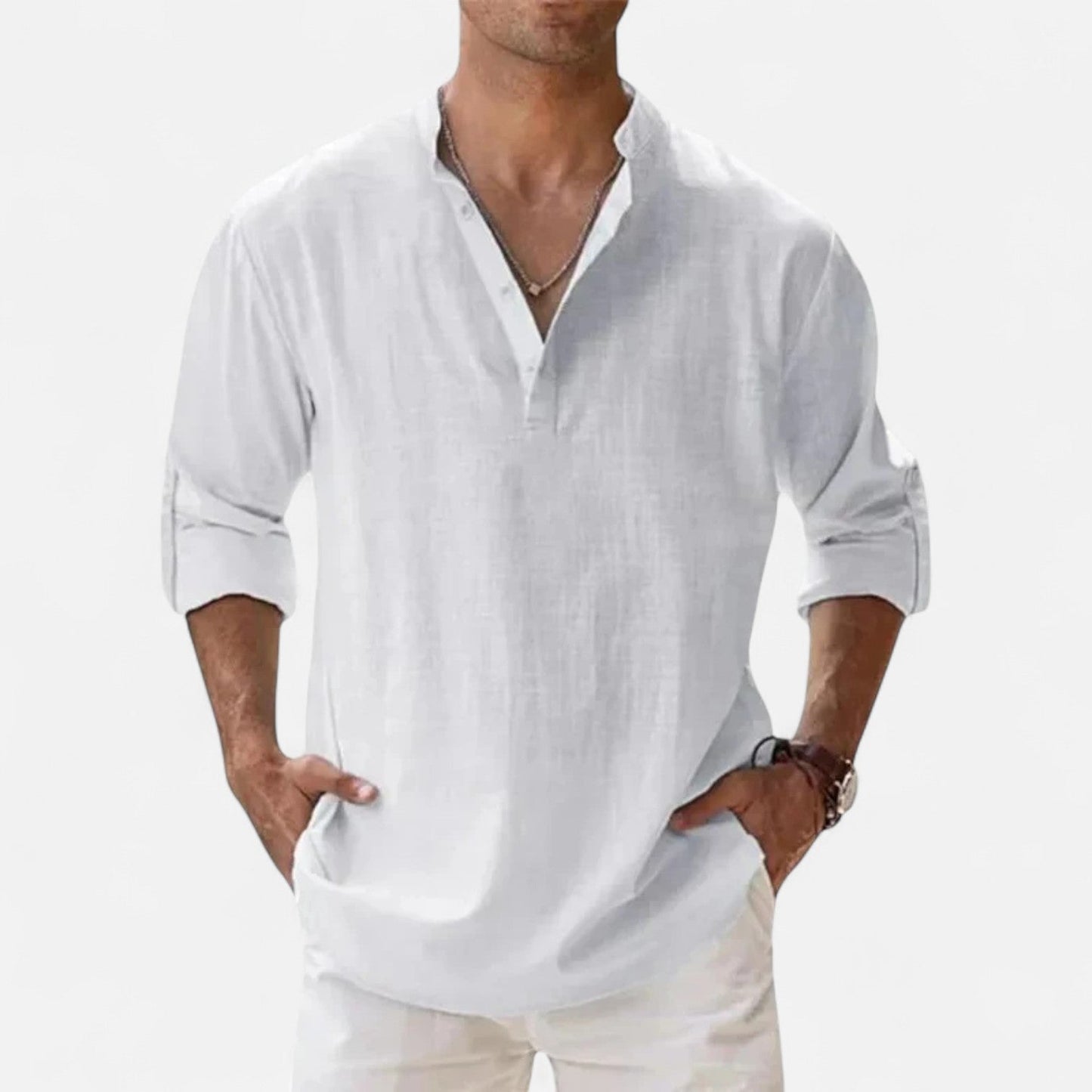 Maison Aurelle  Men's Linen Shirt | Cotton-Linen Blend, Lightweight Comfort