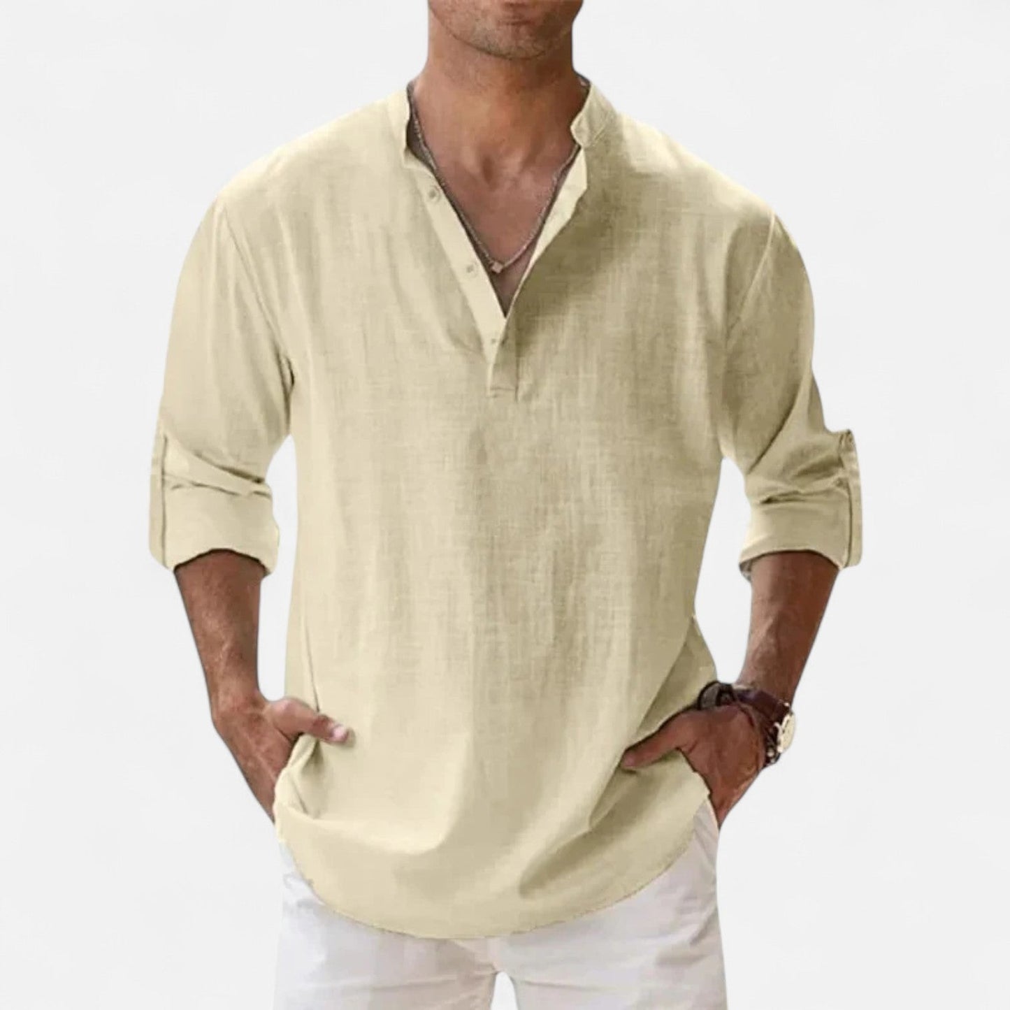 Maison Aurelle  Men's Linen Shirt | Cotton-Linen Blend, Lightweight Comfort