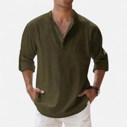 Maison Aurelle  Men's Linen Shirt | Cotton-Linen Blend, Lightweight Comfort