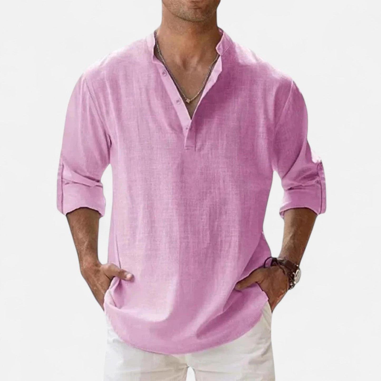 Maison Aurelle  Men's Linen Shirt | Cotton-Linen Blend, Lightweight Comfort