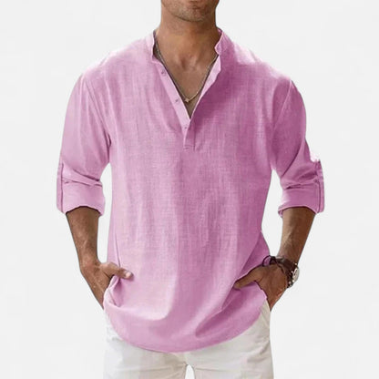 Maison Aurelle  Men's Linen Shirt | Cotton-Linen Blend, Lightweight Comfort