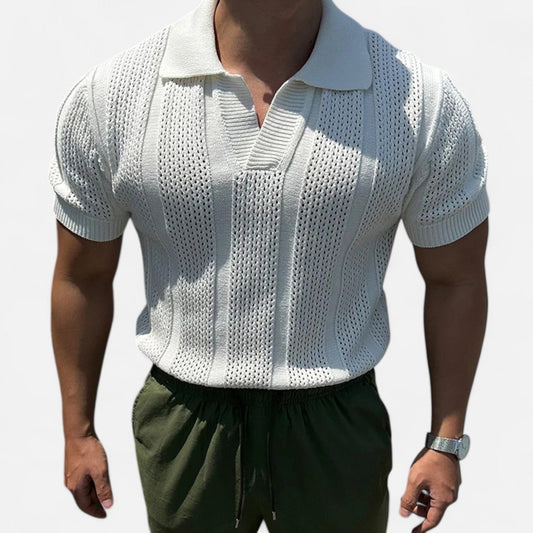 Maison Aurelle Men's Polo Shirt | Cotton Mesh, Slim Fit