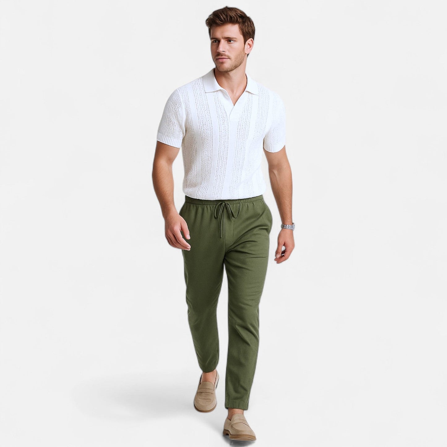 Maison Aurelle Men's Polo Shirt | Cotton Mesh, Slim Fit