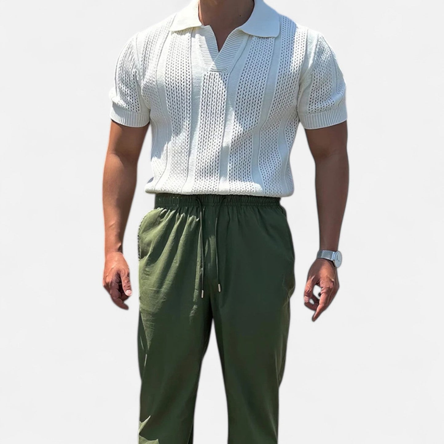 Maison Aurelle Men's Polo Shirt | Cotton Mesh, Slim Fit