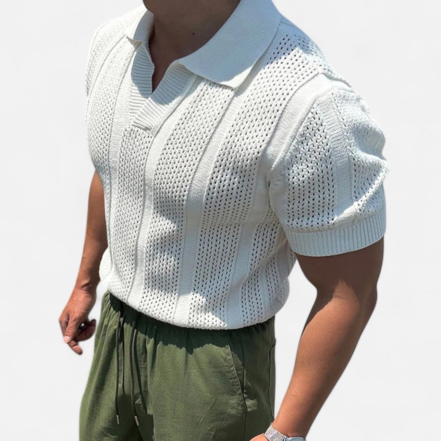Maison Aurelle Men's Polo Shirt | Cotton Mesh, Slim Fit
