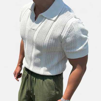 Maison Aurelle Men's Polo Shirt | Cotton Mesh, Slim Fit
