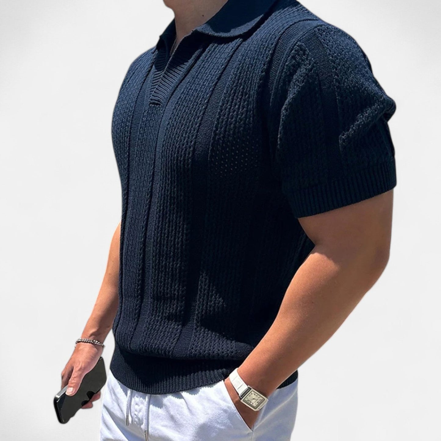 Maison Aurelle Men's Polo Shirt | Cotton Mesh, Slim Fit