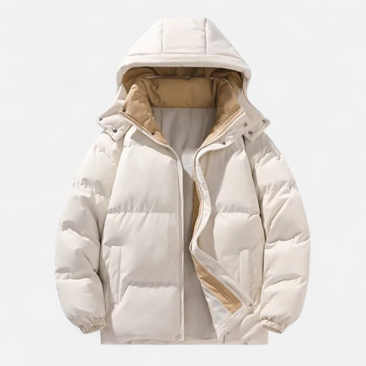 Maison Aurelle Men's Puffer Jacket | Thick Padded Insulation, Detachable Hood