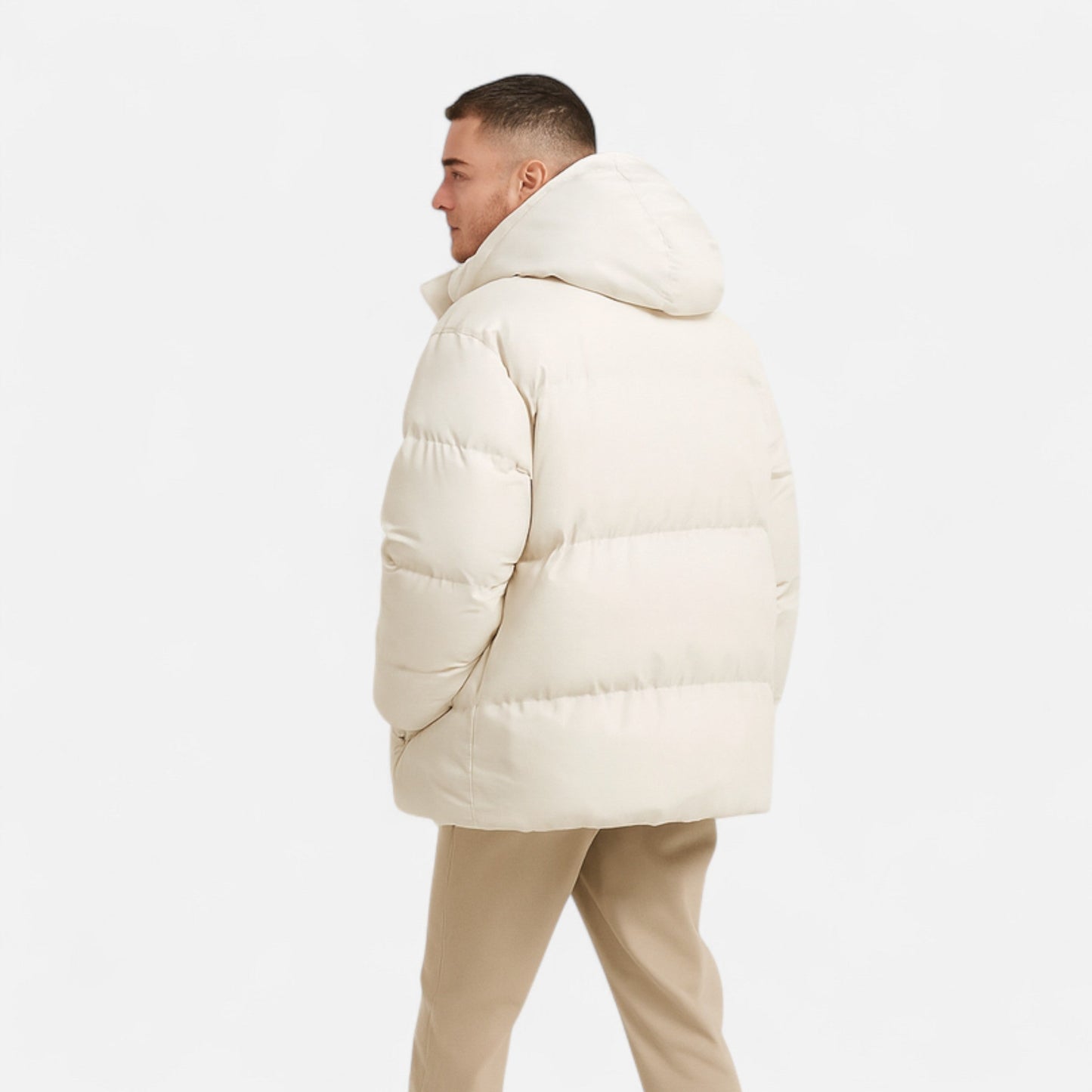 Maison Aurelle Men's Puffer Jacket | Thick Padded Insulation, Detachable Hood