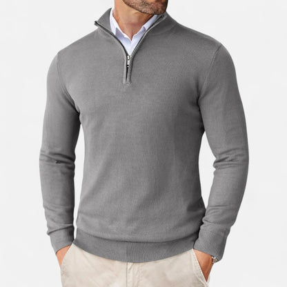 Maison Aurelle Men's Quarter Zip Sweater | Lightweight Knit, Slim-Fit Design