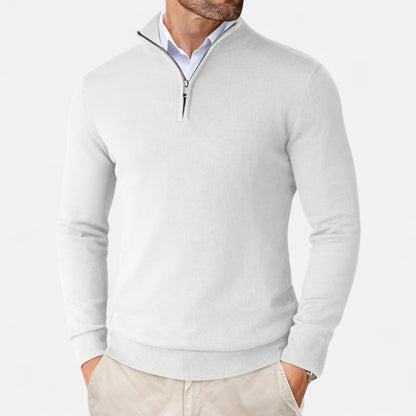 Maison Aurelle Men's Quarter Zip Sweater | Lightweight Knit, Slim-Fit Design