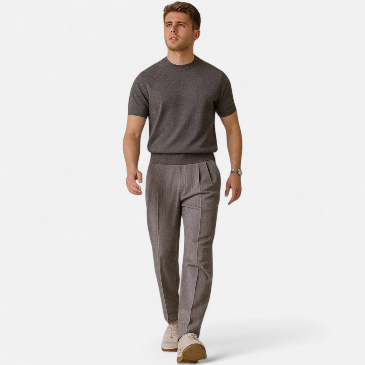 Maison Aurelle Men's Slim-Fit T-Shirt | Lightweight Knit Fabric, Casual
