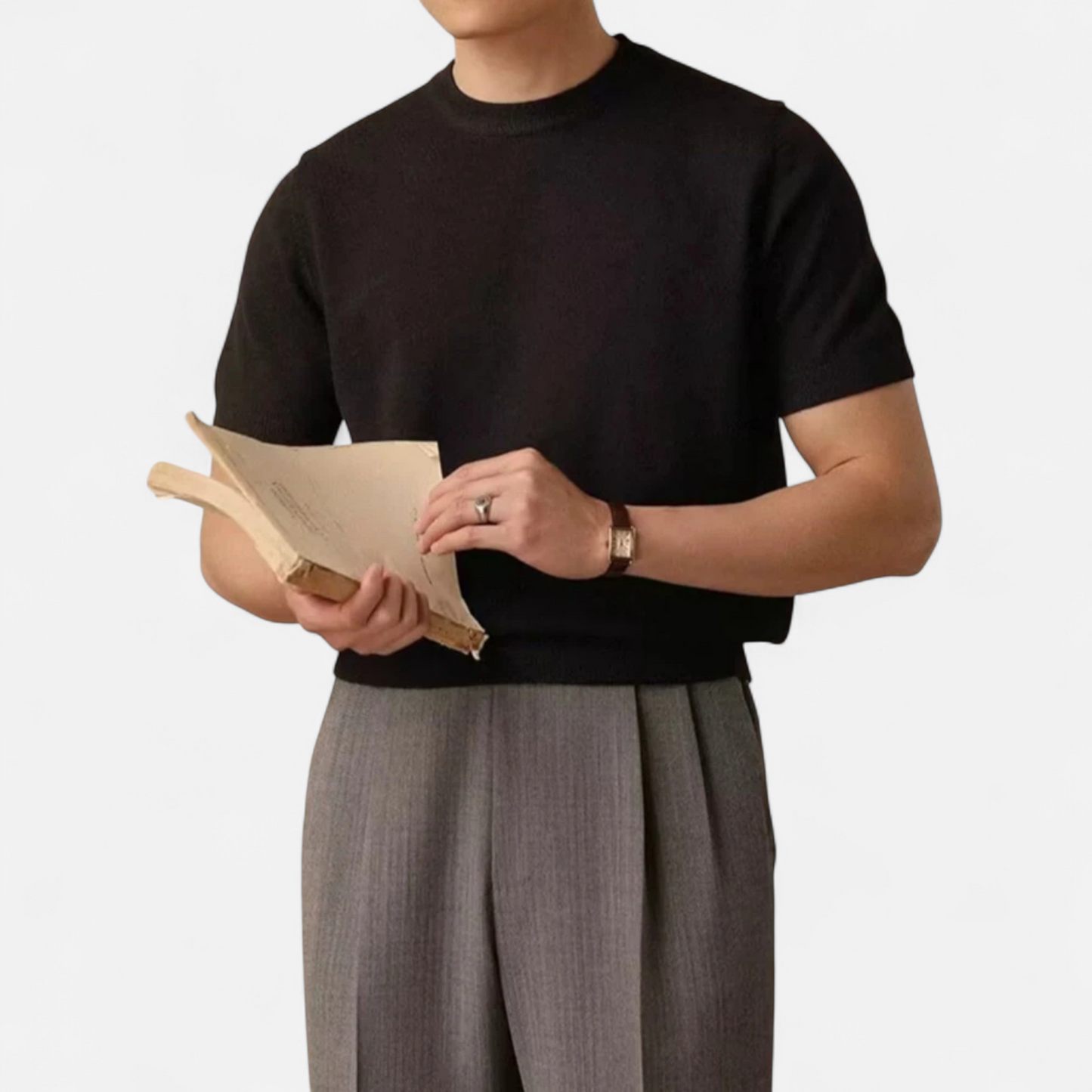 Maison Aurelle Men's Slim-Fit T-Shirt | Lightweight Knit Fabric, Casual