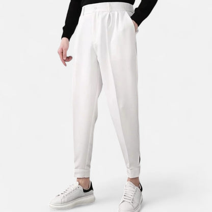 Maison Aurelle Men's Tapered Trousers | Elastic Waist, Performance Stretch
