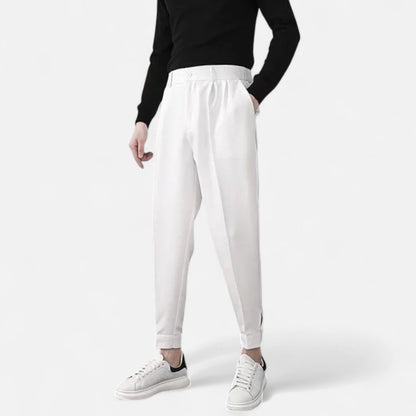 Maison Aurelle Men's Tapered Trousers | Elastic Waist, Performance Stretch