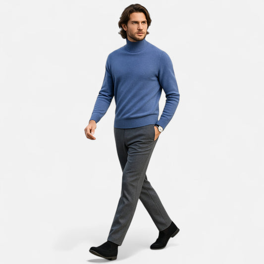 Maison Aurelle Men's Turtleneck Sweater | 100% Pure Wool, Loose Fit