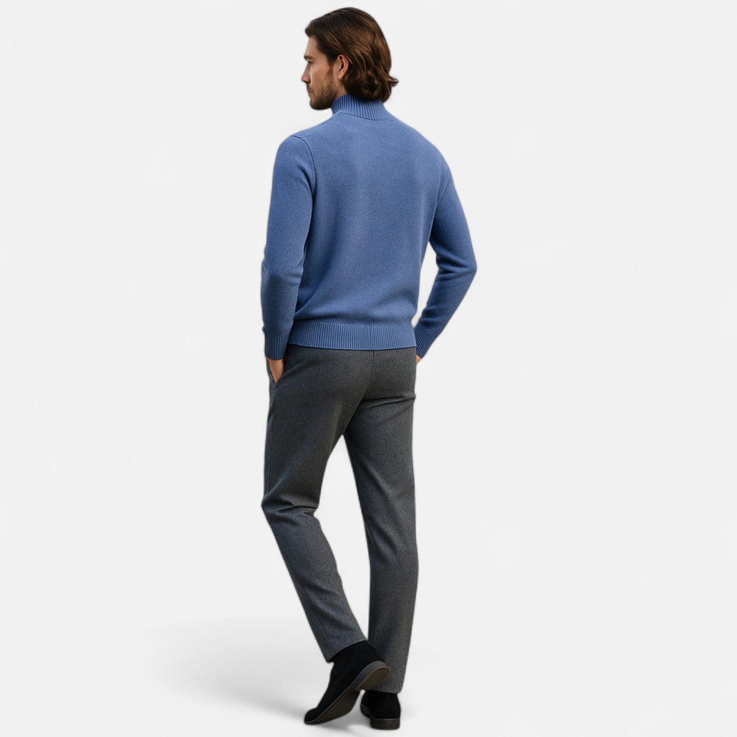 Maison Aurelle Men's Turtleneck Sweater | 100% Pure Wool, Loose Fit