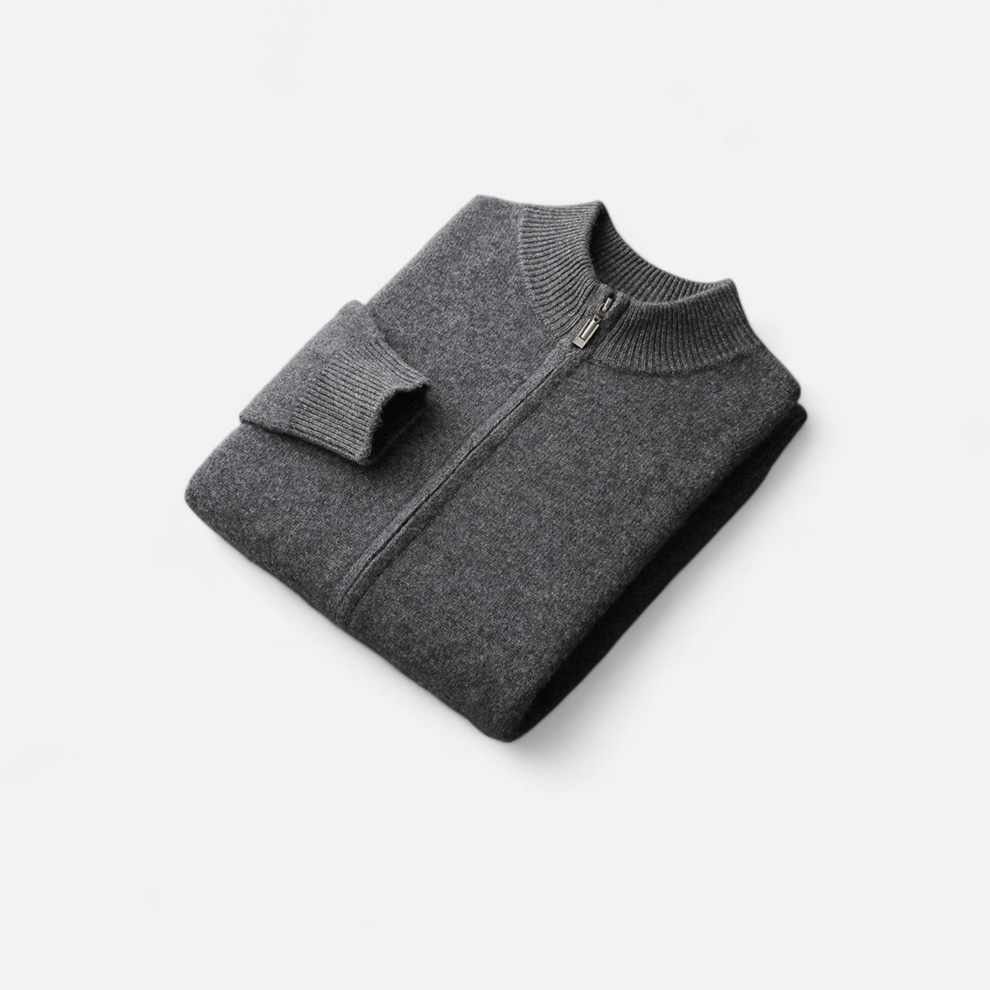 Maison Aurelle Men's Zip Cardigan | Merino Wool & Cashmere Blend, Mock-Collar Design