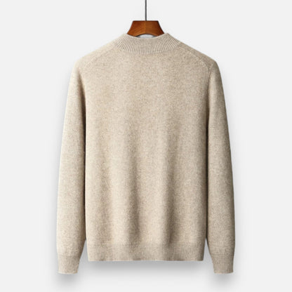 Maison Aurelle Men's Zip Cardigan | Merino Wool & Cashmere Blend, Mock-Collar Design
