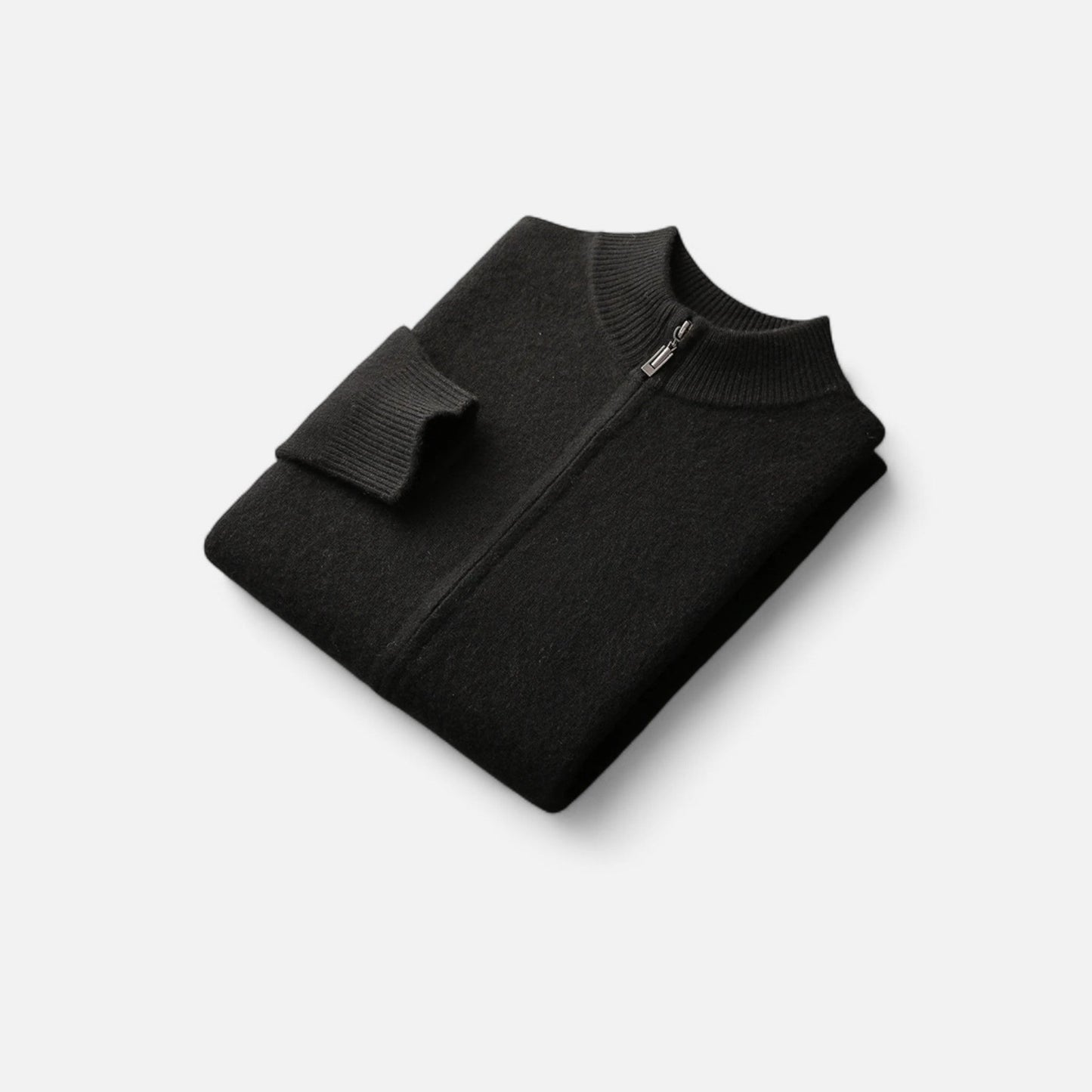 Maison Aurelle Men's Zip Cardigan | Merino Wool & Cashmere Blend, Mock-Collar Design