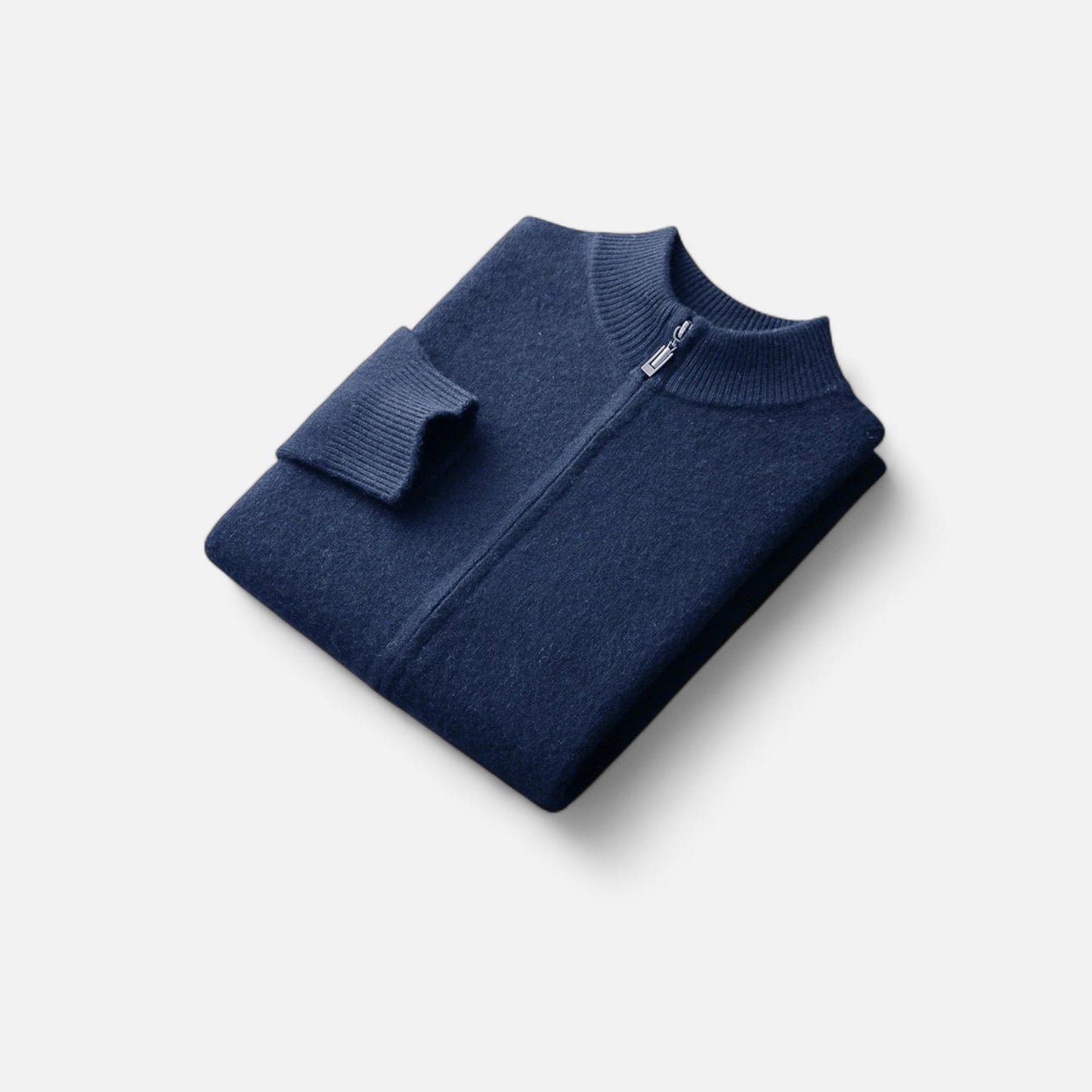 Maison Aurelle Men's Zip Cardigan | Merino Wool & Cashmere Blend, Mock-Collar Design