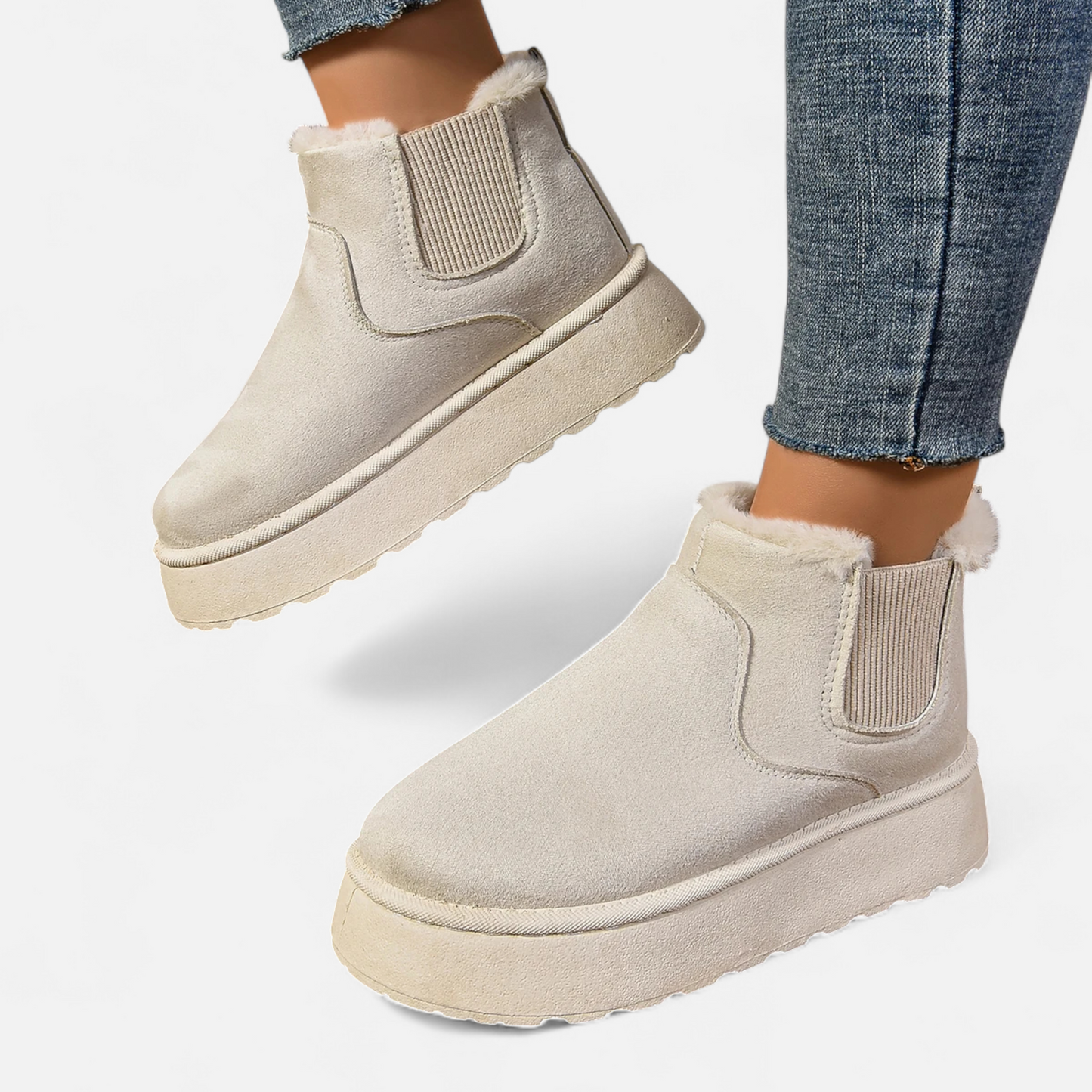 Maison Aurelle Plush Ankle Boots for Women | Suede with Fur Lining, Chelsea Style