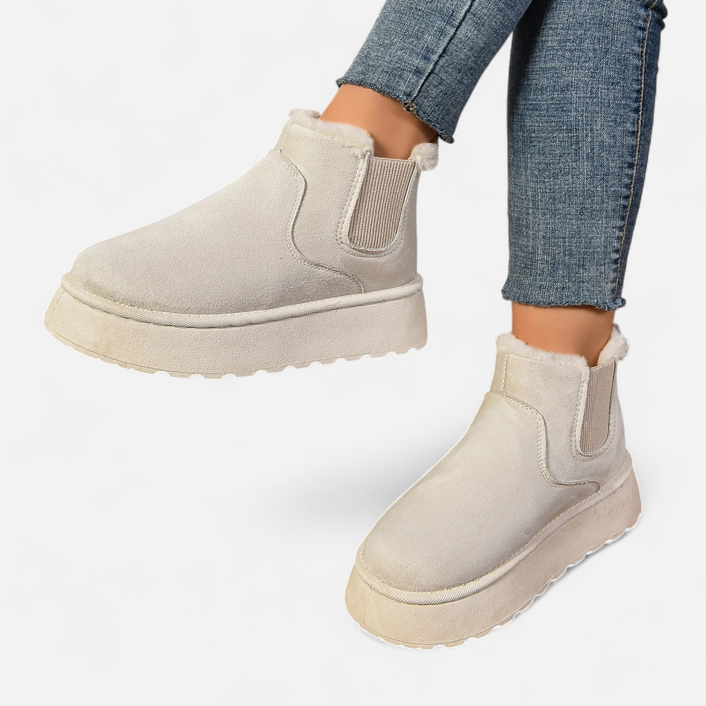 Maison Aurelle Plush Ankle Boots for Women | Suede with Fur Lining, Chelsea Style