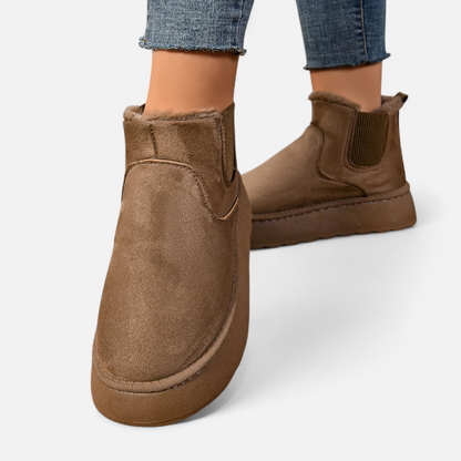 Maison Aurelle Plush Ankle Boots for Women | Suede with Fur Lining, Chelsea Style
