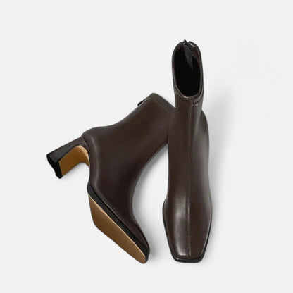Maison Aurelle Vintage Ankle Boots for Women | Square-Toe Design, Warm Cotton Lining