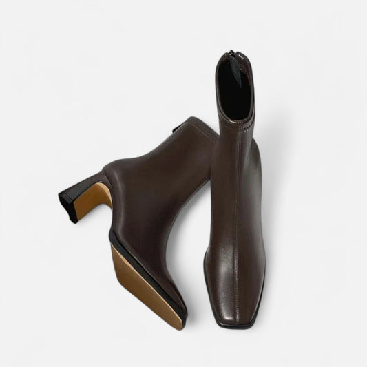 Maison Aurelle Vintage Ankle Boots for Women | Square-Toe Design, Warm Cotton Lining