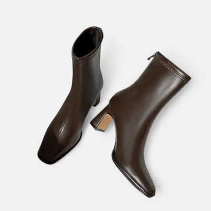 Maison Aurelle Vintage Ankle Boots for Women | Square-Toe Design, Warm Cotton Lining