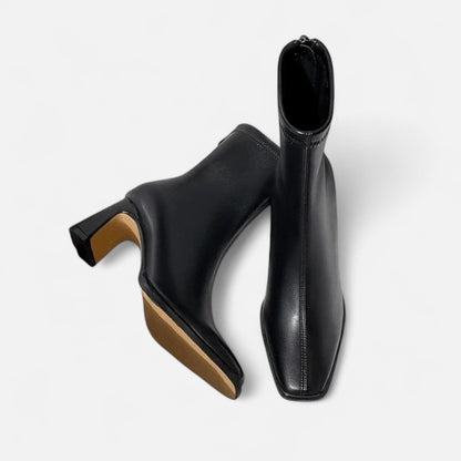 Maison Aurelle Vintage Ankle Boots for Women | Square-Toe Design, Warm Cotton Lining