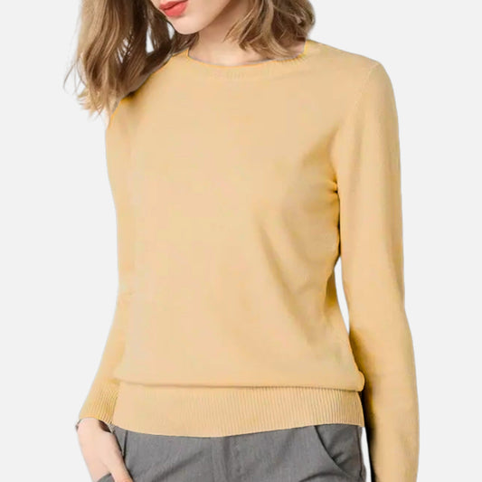 Maison Aurelle Women's Crewneck Sweater | 100% Merino Wool, Slim-Fit