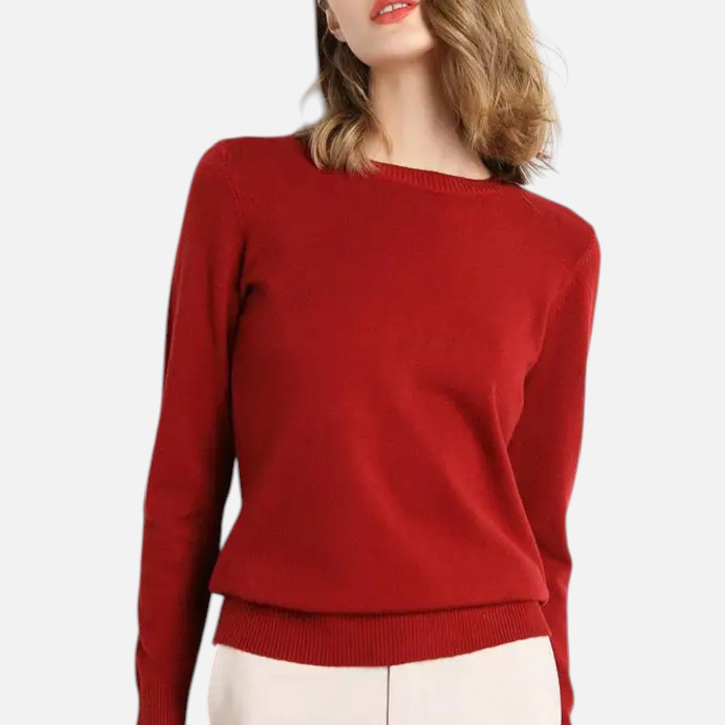Maison Aurelle Women's Crewneck Sweater | 100% Merino Wool, Slim-Fit
