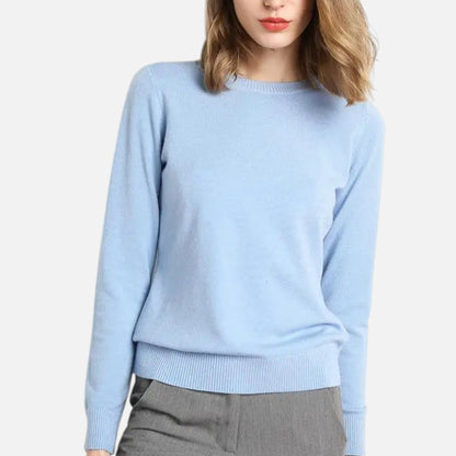 Maison Aurelle Women's Crewneck Sweater | 100% Merino Wool, Slim-Fit