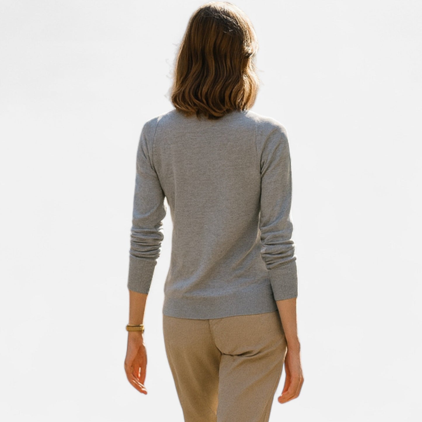 Maison Aurelle Women's Crewneck Sweater | 100% Merino Wool, Slim-Fit