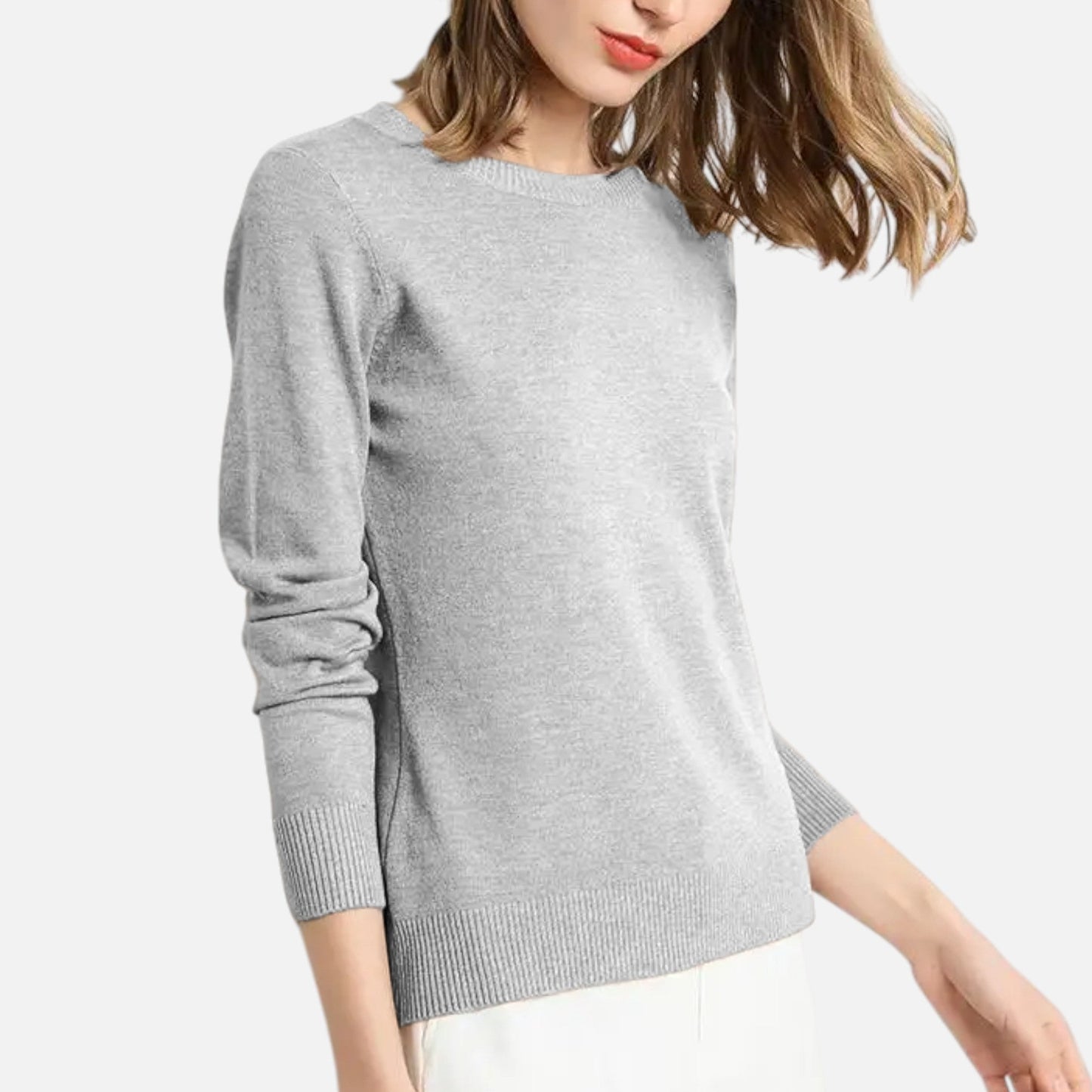 Maison Aurelle Women's Crewneck Sweater | 100% Merino Wool, Slim-Fit