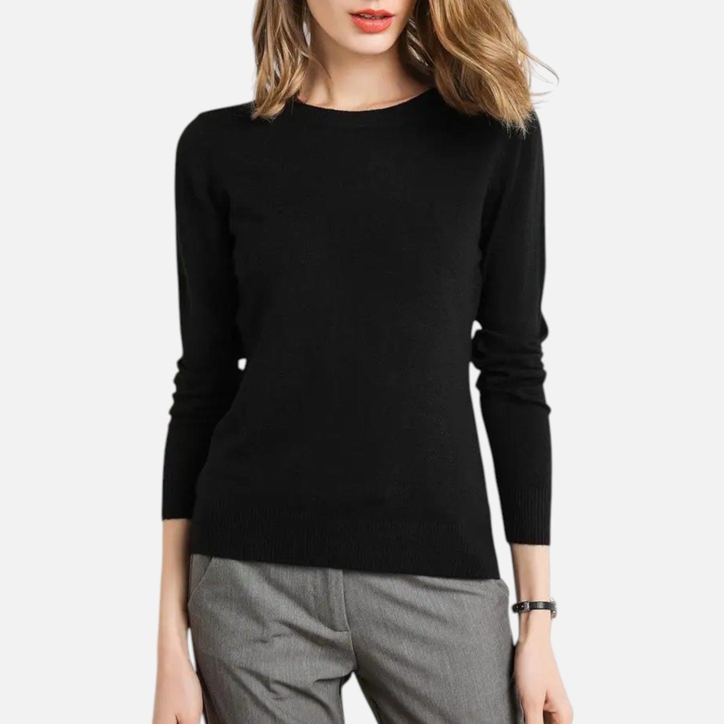 Maison Aurelle Women's Crewneck Sweater | 100% Merino Wool, Slim-Fit
