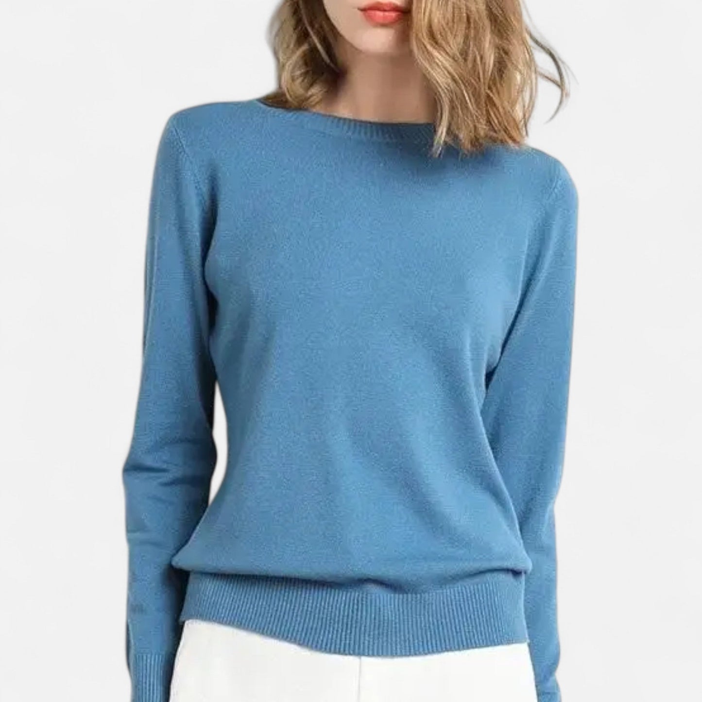 Maison Aurelle Women's Crewneck Sweater | 100% Merino Wool, Slim-Fit