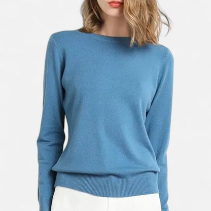 Maison Aurelle Women's Crewneck Sweater | 100% Merino Wool, Slim-Fit