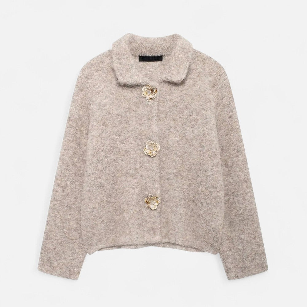 Maison Aurelle Women's Floral Cardigan | Cozy Knit, Elegant Design