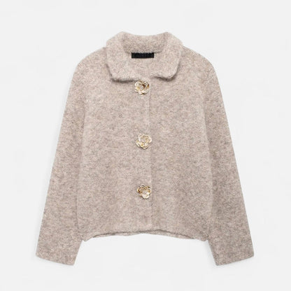 Maison Aurelle Women's Floral Cardigan | Cozy Knit, Elegant Design