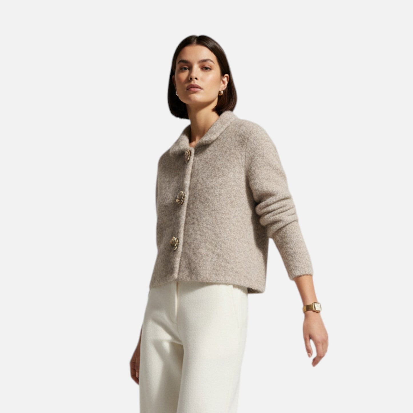 Maison Aurelle Women's Floral Cardigan | Cozy Knit, Elegant Design