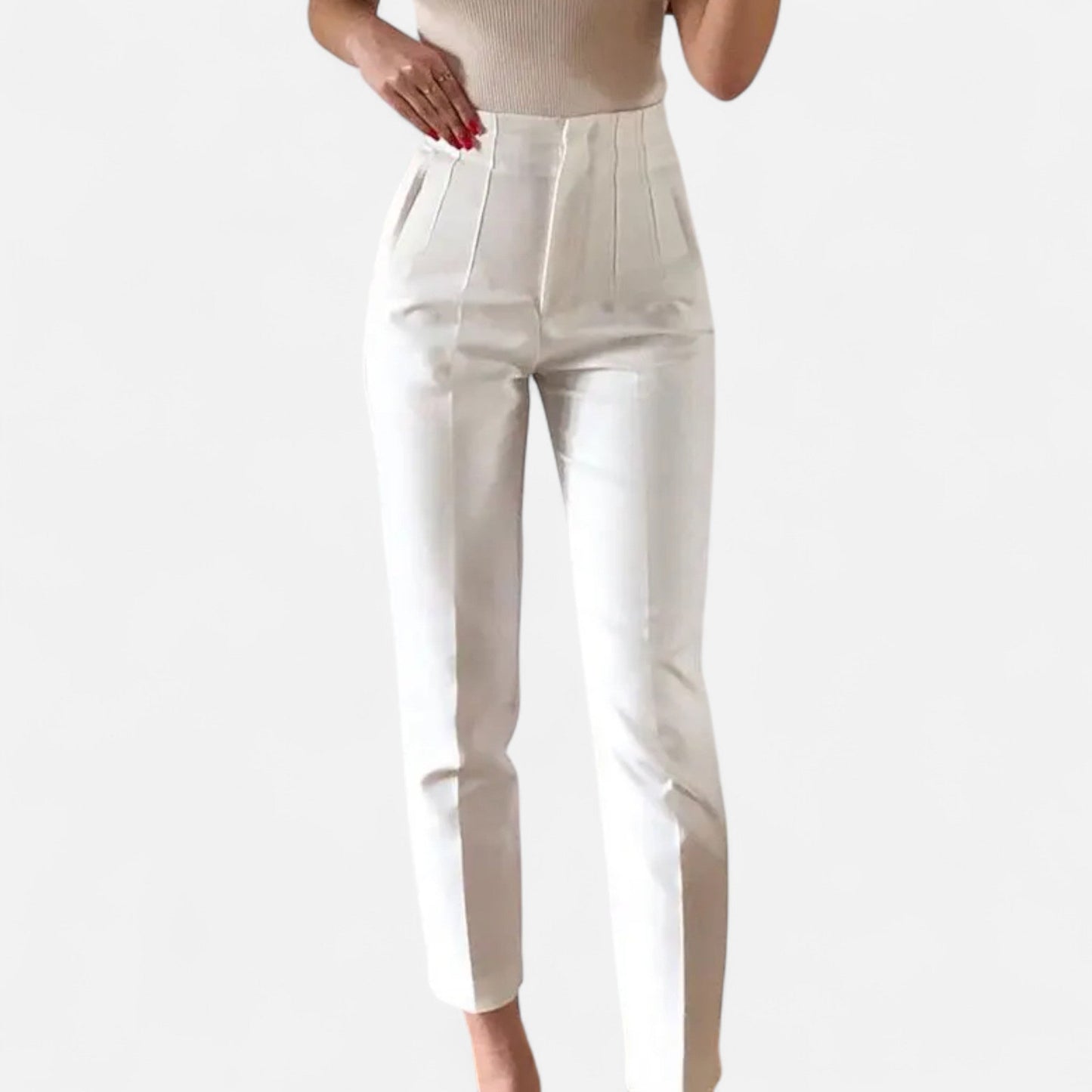 Maison Aurelle Women's High-Waist Pencil Trousers | Premium Fabric Blend, Tailored Fit