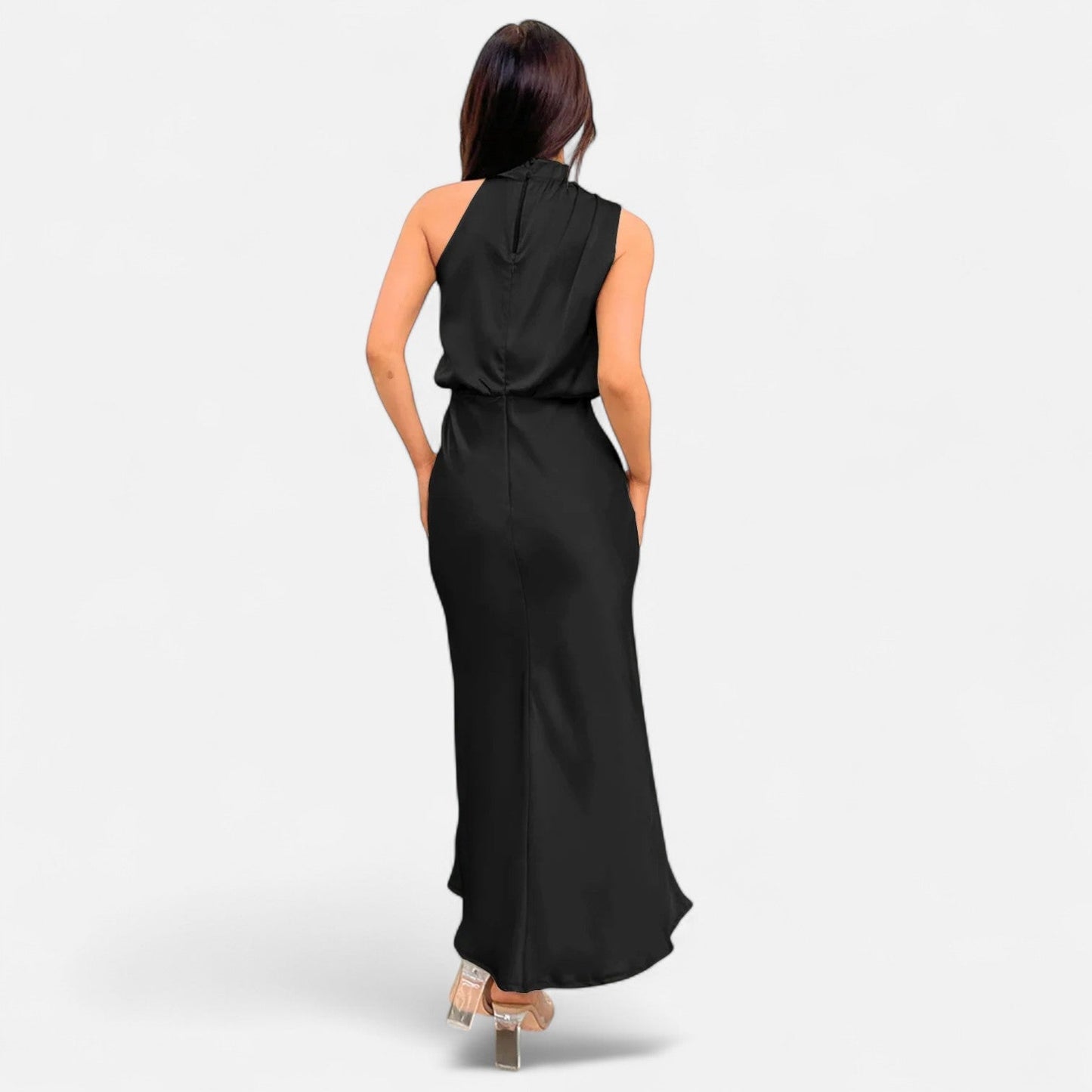 Maison Aurelle Women's Long Satin Dress | Fluid Drape, Elegant Design