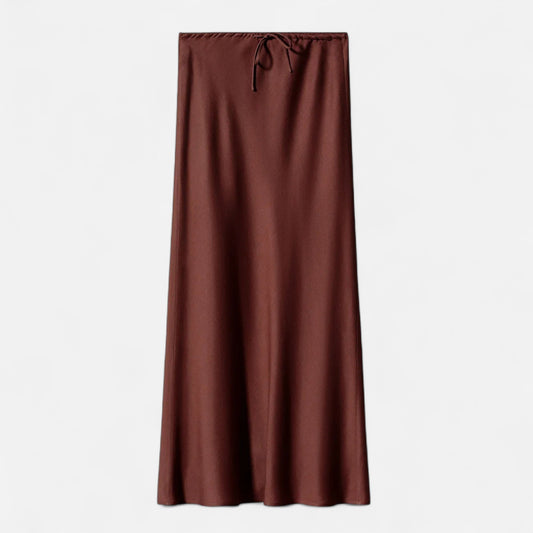 Maison Aurelle Women's Midi Skirt | High-Waist Satin Elegance